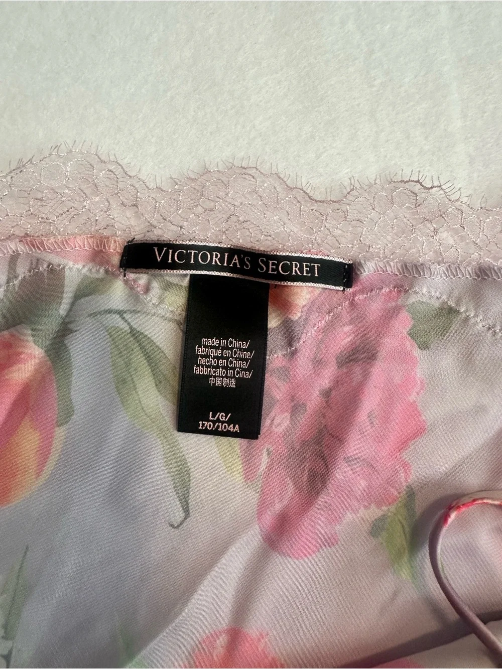 Victoria's Secret Satin Pajama Set Floral Lace Trim Cami & Shorts